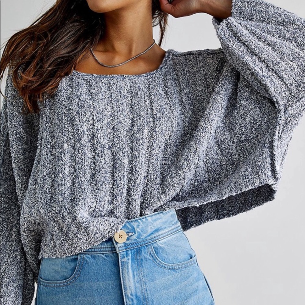 NWOT Free People Good Day Cropped Knit Pullover